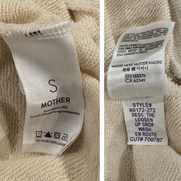 Mother The Loosen-Up Crop Embroidered Logo Sweatshirt Size Small - Picture 10 of 12